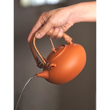 潮鄉茶房 全手工提梁朱泥壺砂銚壺 功夫茶具茶爐大容量陶壺煮水壺