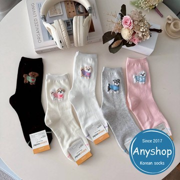 Anyshop韓國襪 穿衣小狗中筒襪 狗狗 中筒襪 狗狗襪 動物襪 韓襪 韓國襪 韓國襪子 女襪 女生襪09101