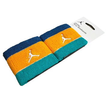 Nike耐吉 JORDAN M TERRY 藍黃綠色運動腕帶(J1004300465OS) Dri-FIT速乾材質 飛人喬丹 籃球網球羽球棒球壘球護腕護具