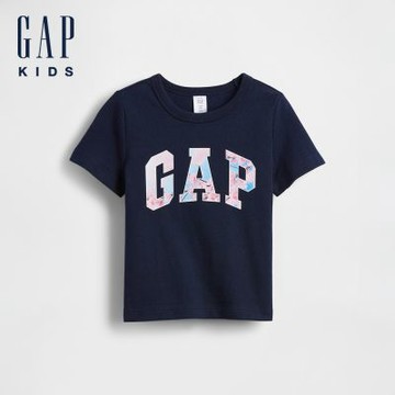 【GAP】嬰兒及幼兒櫻花 Logo T恤-制服深藍(888392)