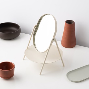 From the Bay｜Elli Mirror 金屬框架可翻轉化妝鏡 白色