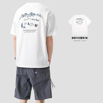 【隔日到貨】日系男裝短袖t恤 精美印花短袖 纯棉厚磅短t 夏季衣服 男生t恤 美式上衣 短袖t恤 短袖上衣 美式復古短T