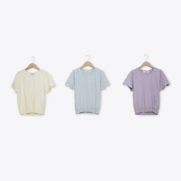 【CUMAR】浪漫波浪刺繡蝴蝶結針織上衣 杏 紫 灰(魅力商品)