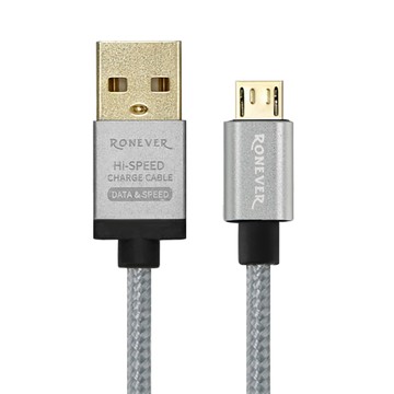[RONEVER] Micro USB 3A鋁合金充電線 VPC-88 太空灰