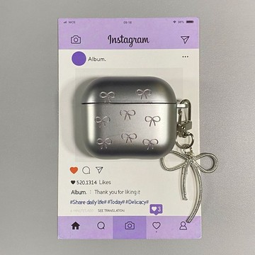 咪咪良品🔥ins韓系電鍍銀色蝴蝶結airpods4適蘋果pro2耳機殼二代藍牙三代套