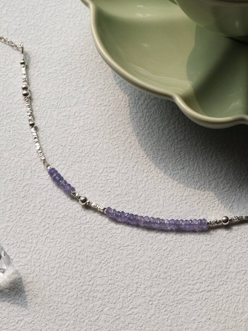 風信子。坦桑石鑽切 S925純銀 時髦水晶手鍊