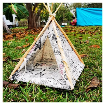 小型寵物帳篷 印第安可拆洗帆布面料