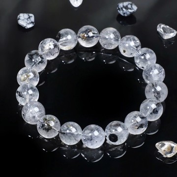 一圖一物│#594 11.5mm 圓珠閃靈鑽水晶手鍊 高頻能量 淨化心靈