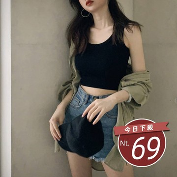 【台灣發貨】韓版內搭彈性緊身短版小背心 衣服 女裝 t恤 短袖t恤 上衣【V32】