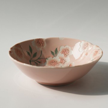 粉桃花日本進口蘸料碟 13厘米圓形碟子 小號陶瓷調味碟小菜碟家用