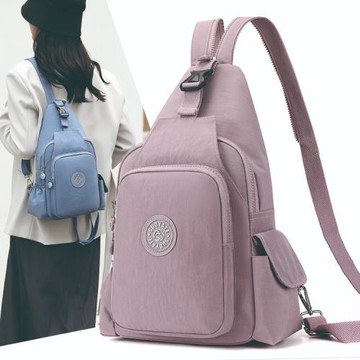 尼龍布包2024秋季新款女士雙肩小背包多功能輕便胸包單肩斜挎包女
