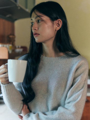 Baby Alpaca Knit Sweater [Pearl White]