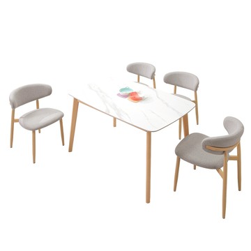 直人木業-山毛櫸木雪花白亮面陶板餐桌一桌四椅組合120公分(四張AARON餐椅)