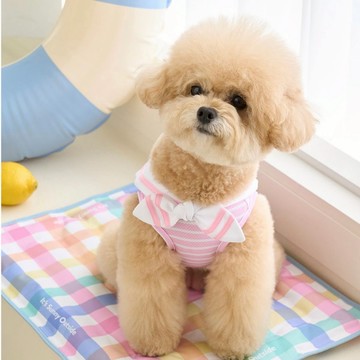 藍色尾巴-涼感衣cool 水手風無袖冰絲背心-pink粉紅 小型犬涼感衣 ｜韓國It’s  寵物服飾 狗衣服 寵物用品