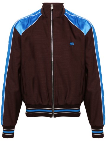 Wales Bonner - Courage zip-up track jacket - men - Virgin Wool/Viscose/Viscose/Polyester - 50 - Brown