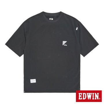 EDWIN 男裝 EFS 大寬版透氣圓領短袖T恤-黑色