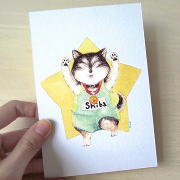 狗狗柴犬跑手 明信片