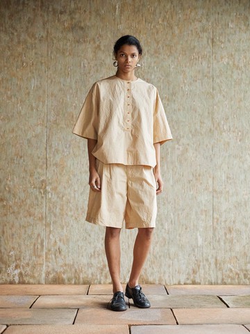 復古文青 絲棉植物染套頭衫 休閒上衣