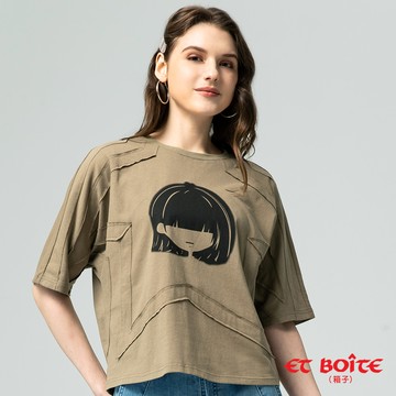 【2件7折】LIZ大頭噴印星形剪裁短TEE(綠) - BLUE WAY ET BOîTE 箱子