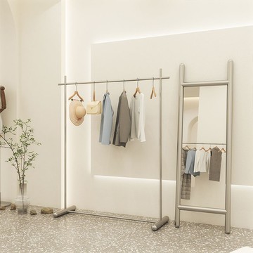 服裝店落地式展示架不銹鋼男女裝店掛衣服架子訂制中島貨架陳列架