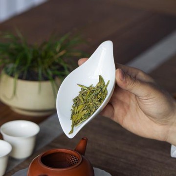 白瓷茶荷功夫茶具配件茶則家用茶則茶道零配賞茶醒茶茶稱盤六君子