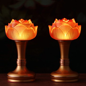 免運 酥油燈座 七彩琉璃蓮花燈佛供燈led佛燈 佛前供燈一對 插電 家用觀音荷花燈