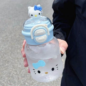 臺灣出貨🥛】多喝水水杯夏季🍼hellokitty雙飲塑料杯女生高顏值吸管杯子學生便攜可愛上學用水杯FDG2