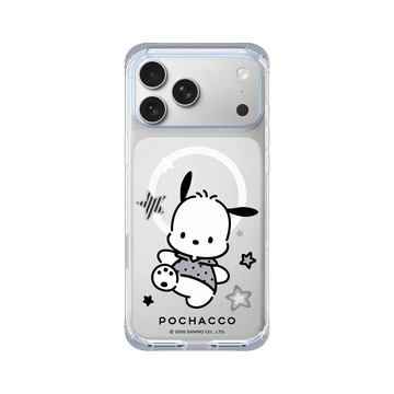 iPhone 17 Pro Max ClearX (MagSafe 兼容) 冰透藍 - 三麗鷗-帕恰狗 Pochacco - 簡約黑灰白