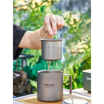 雙層純鈦馬克杯鈦杯隔熱 鈦水杯新品輕便帶蓋雙層馬克鈦杯咖啡杯