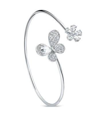 David Morris - 18kt white gold Pixie diamond bangle - women - 18kt Gold/White Diamond - XS - Silver