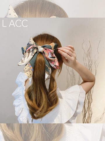 款大蝴蝶結碎花發夾后腦勺網紅發卡頭飾發飾頂夾彈簧夾