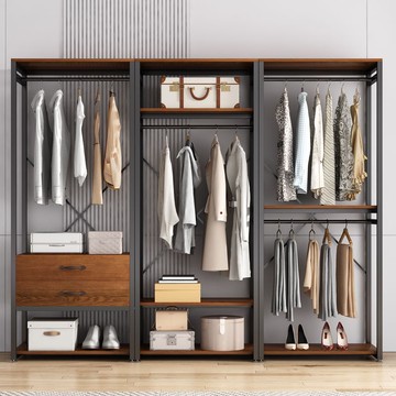 熱銷/免運 衣櫃/衣櫥/臥室 開放式衣柜家用定制衣櫥商場帶抽屜服裝展示架落地衣架衣帽間