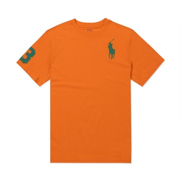 Polo Ralph Lauren RL 熱銷刺繡大馬素面短袖T恤(青年款)-橘色
