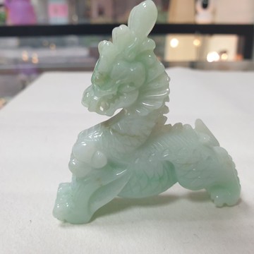 天然緬甸玉A貨-O0282-細糯淡綠麒麟小擺件高67.8mm寬61.5mm厚15.2mm💰特價2500元麒麟可以化三煞