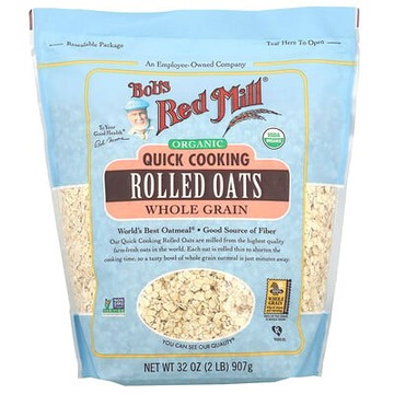 Bob's Red Mill, 有機，速煮輾制燕麥，全穀物，32 盎司（907 克）