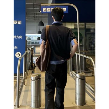 韓系格紋假兩件POLO短袖襯衫男女夏季知識分子氛圍感雅奢T恤情侶