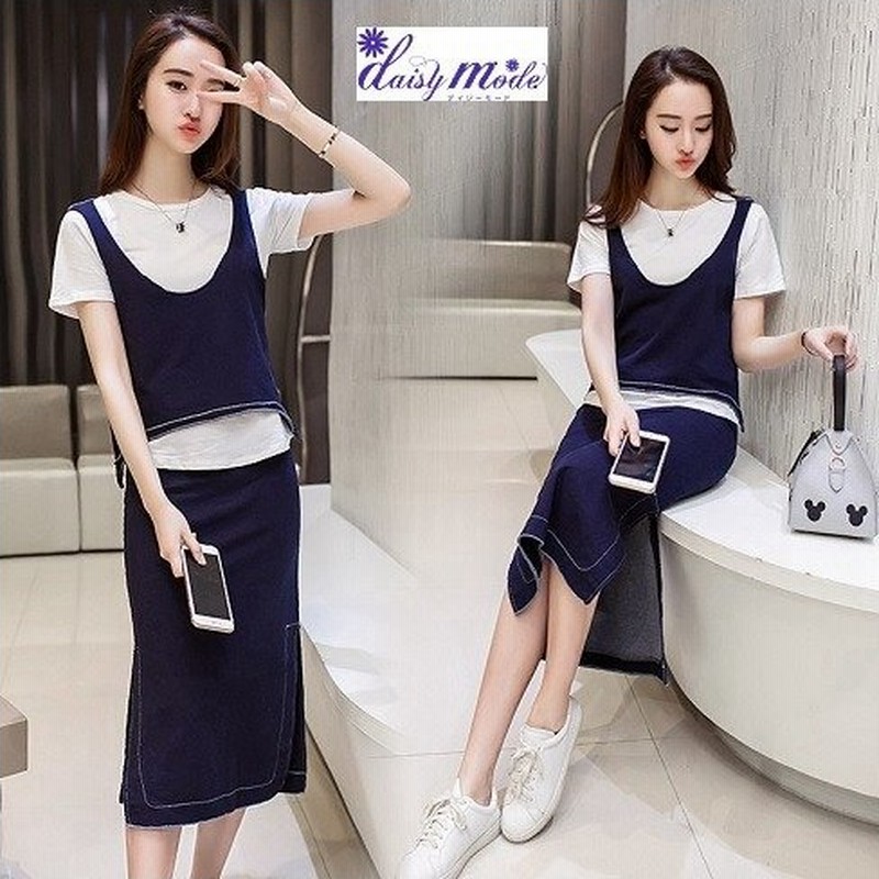 セットアップ タイトスカート Tシャツ ベスト 3点セット 重ね着 アンサンブル 着回し レディースファッション 通販 Lineポイント最大0 5 Get Lineショッピング
