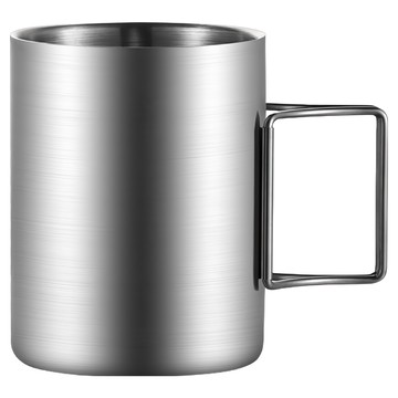 FANCY LIFE 雙層隔熱折疊杯 400ml  1個  銀色