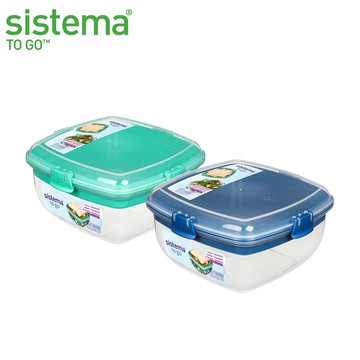 TOGO 隨行保鮮盒方形分層1.63L  綠色｜藍色 - 綠色