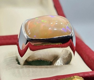 蛋白石戒指 天然蛋白石 頂級蛋白石飾品 質感男戒 寶石飾品