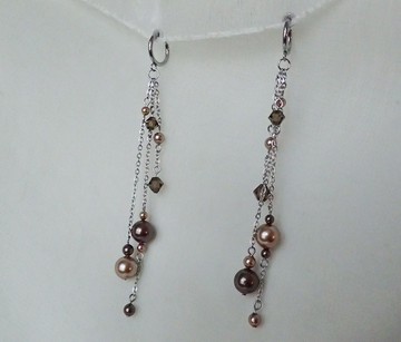 施華洛世奇元素 & 不鏽鋼  耳圈夾 耳環 (一對)