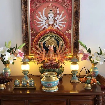 佛具用品套裝供具供佛前家用水杯花瓶供盤香爐香薰爐果盤蓮花燈 c8022