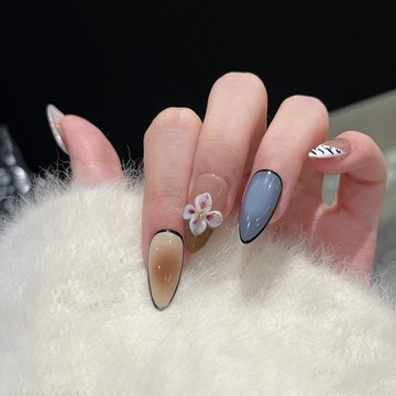 💛Hannah💛元旦新品發售手工穿戴甲手繪立體鵰花法式歐美甲片跨境輕奢風辣妹顯白美甲貼片IKK29