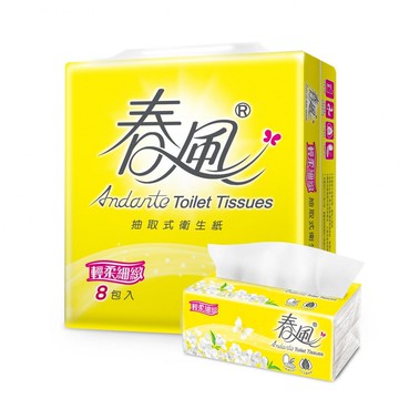 【蝦皮直營】春風 輕柔細緻抽取式衛生紙100抽8包/袋
