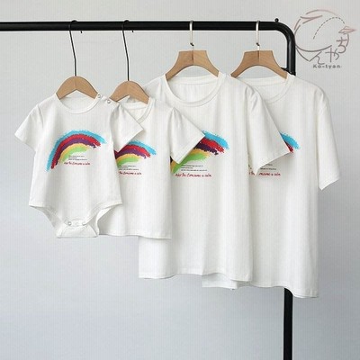 親子お揃い 虹tシャツ ベビー キッズ お揃い カップル ペアルック 半袖 家族お揃い 親子 レディース メンズ 赤ちゃん ママ パパ 夏服 母の日父の日 通販 Lineポイント最大get Lineショッピング