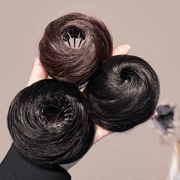 💗小紅書推薦💗仿真發伸縮鳥巢丸子頭髮圈女扁頭救星隨意收縮盤發神器蓬鬆發包💗桃園出貨