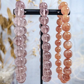 【貴人緣水晶】白水體草莓晶 \ 金沙太陽石橙月光 水晶手串 \可挑