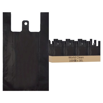 World Clean 黑色提把塑膠袋  30L  100個