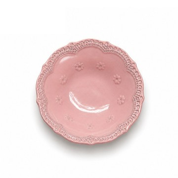 義大利VBC casa 手工浮雕蕾絲系列 13cm小圓碗 粉紅色
