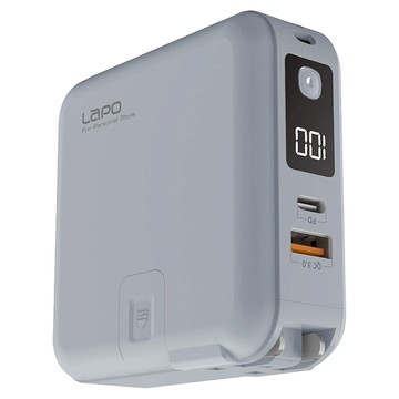LaPO 2代新升級 22.5W 自帶線/磁吸 雙孔輸出多功能無線充行動電源 10000mAh Type-C/USB-A 原廠保固  WT-03CM  灰色